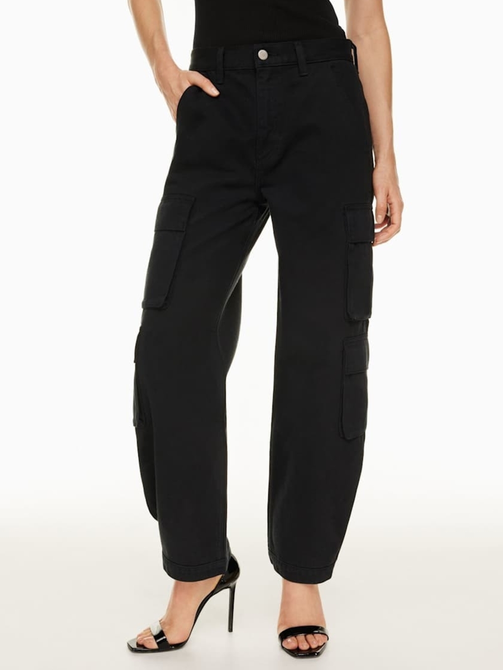 Denim Forum The '90s Millie Hi-Rise Cargo Jean - Washed Black-Cotton/Hemp Blend!